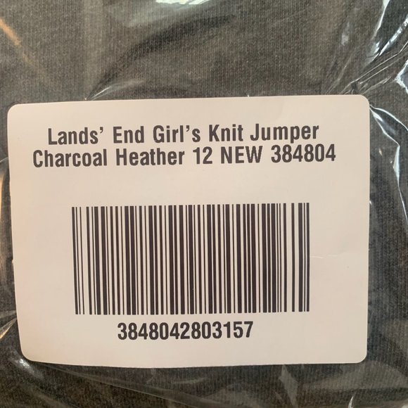 NWT LANDS' END GIRL'S KNIT JUMPER CHARCOAL HEATHER (GRAY) 12 - Picture 7 of 8